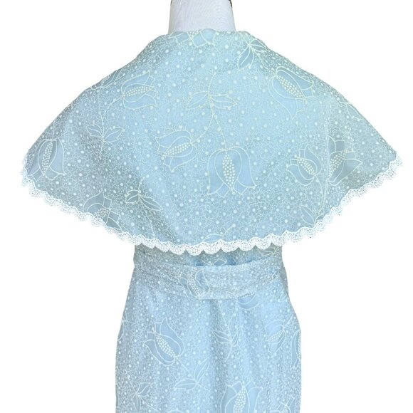 Vtg B. Cohen Floral Tulip Sky Blue Robe Peignoir Sheer Size Small 50’s 60’s - Picture 10 of 16